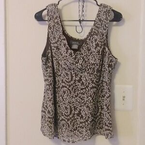 George Chic Brown and White Patterned Tank Top Size Large